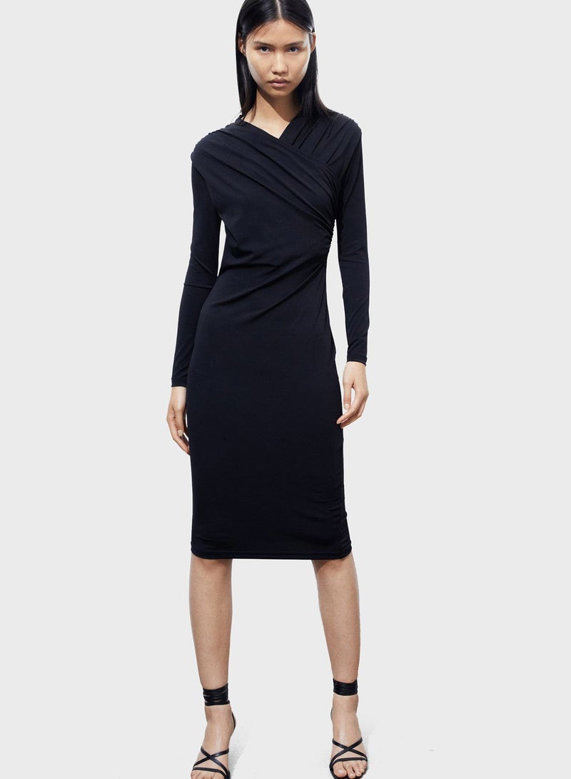 Surplice Neck Knitted Dress