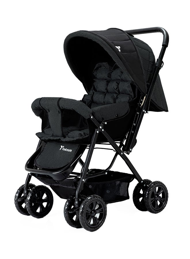 Reversible Look At Me Stroller - Black With Signature Diaper Bag - Grey