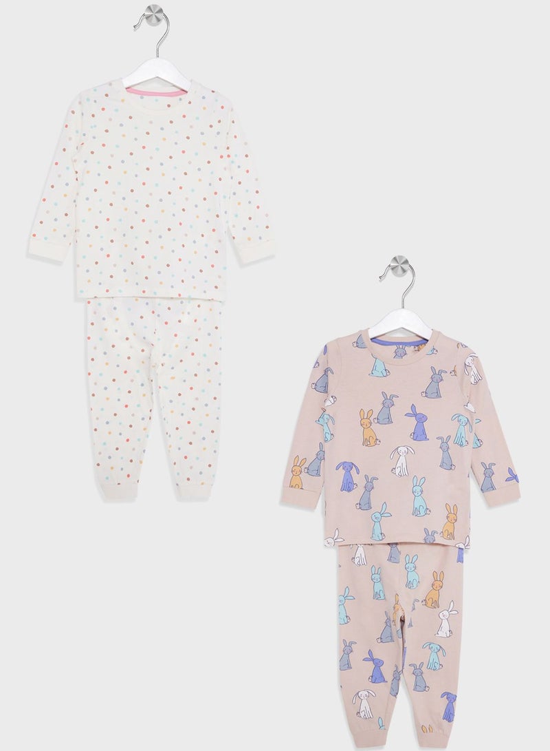 Kids 2 Pack Bunny Pyjama Set