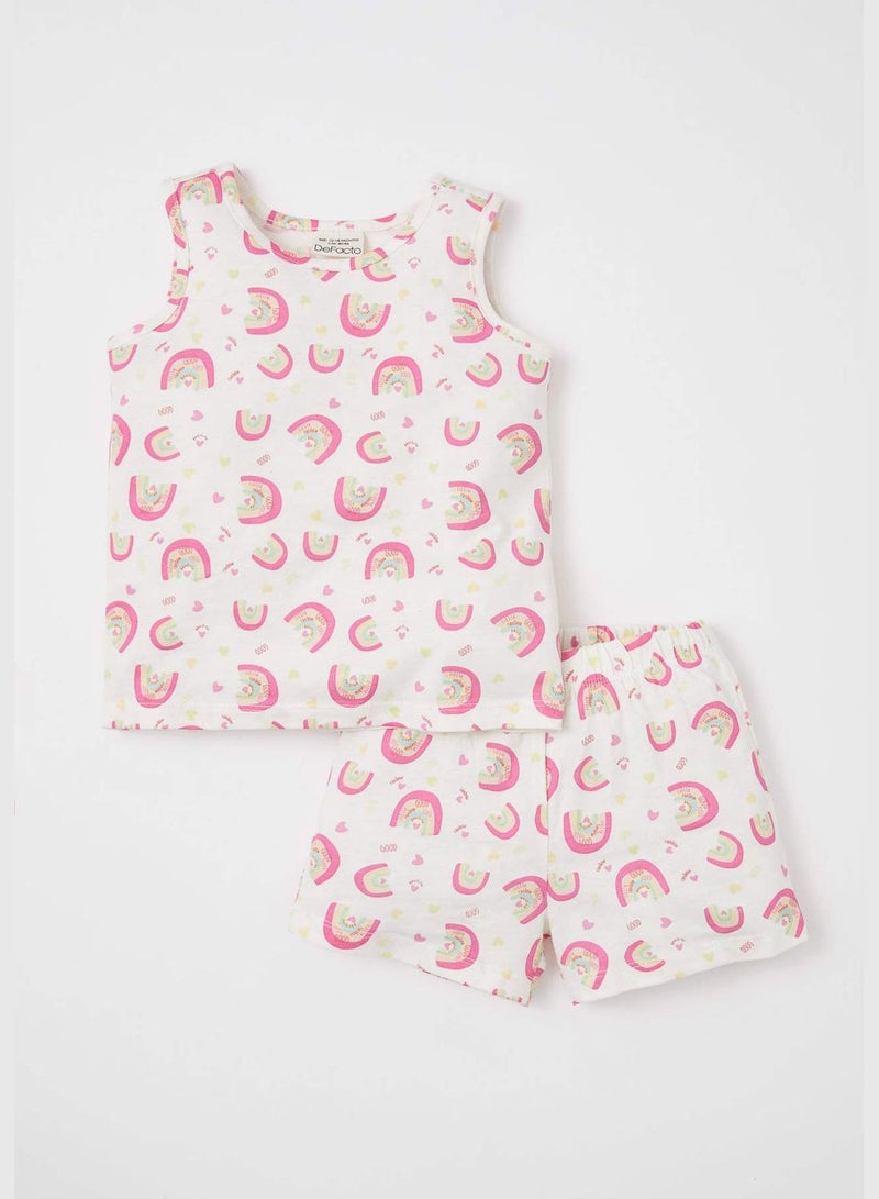 Regular Fit Sleeveless Printed Pyjama Set