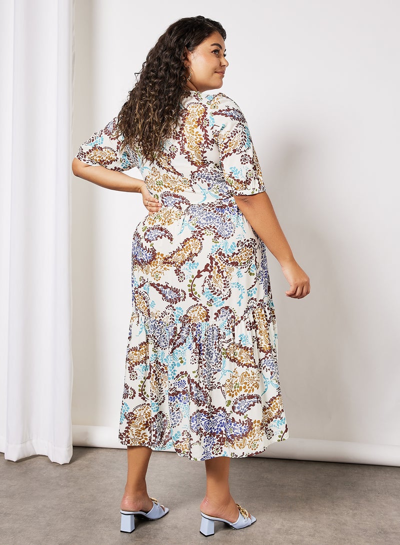 Plus Size Paisley Print Dress Multicolour