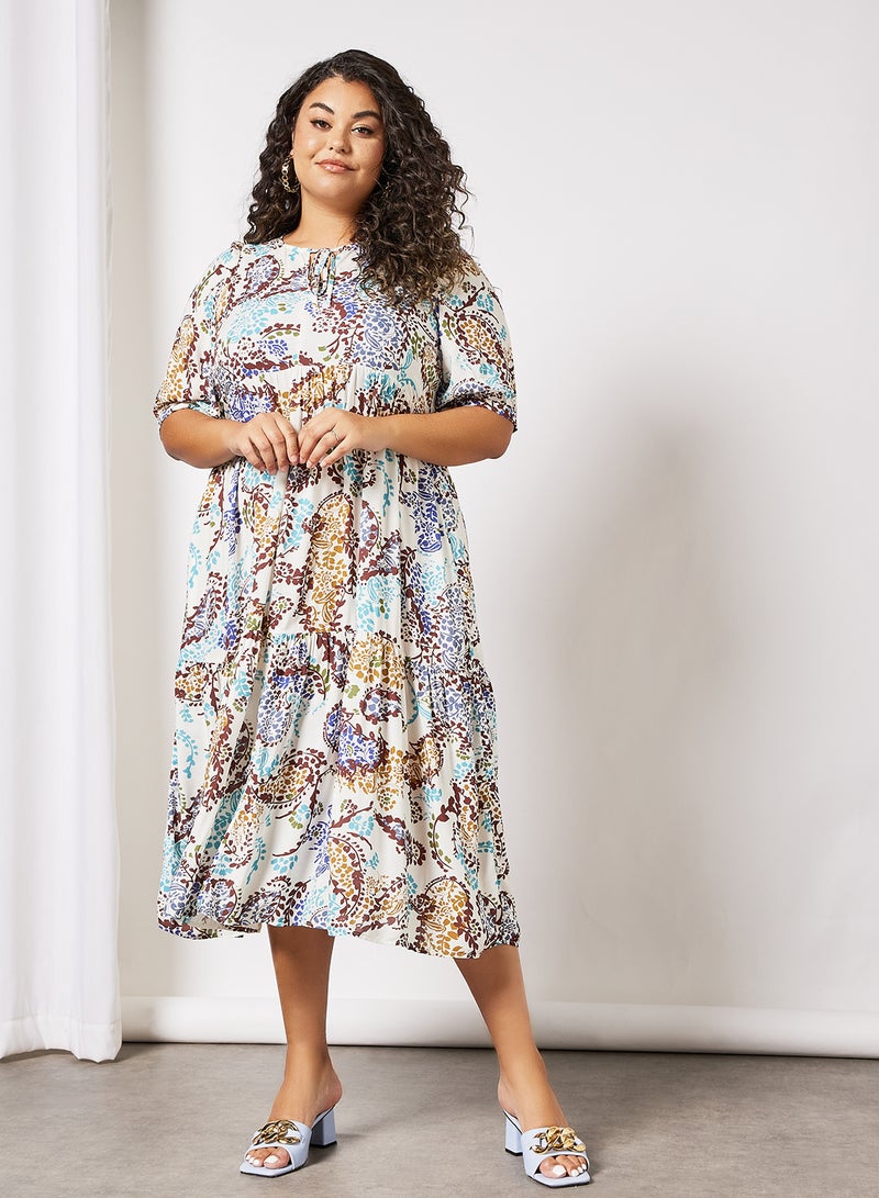 Plus Size Paisley Print Dress Multicolour