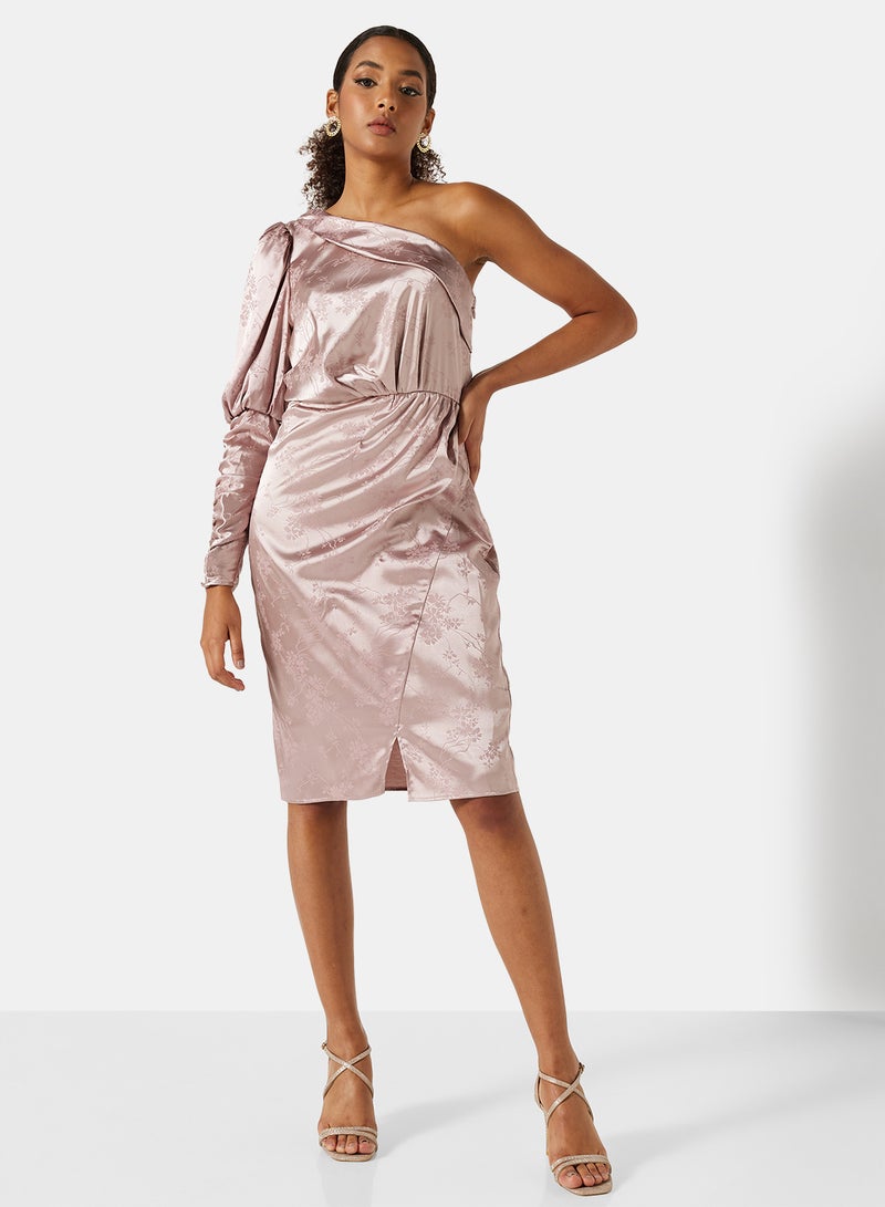 One Ruched Sleeve Dress Mink