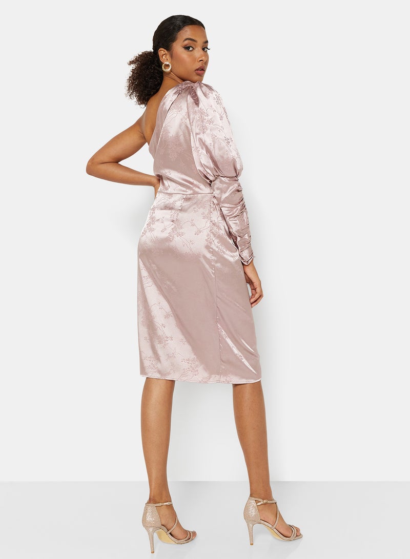 One Ruched Sleeve Dress Mink