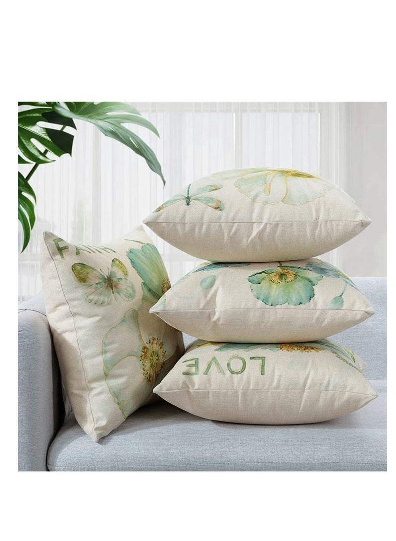 Throw Pillow Covers Set, Decorative Watercolor Pattern Waterproof Cushion Covers, KASTWAVE Perfect to Outdoor Patio Garden Living Room Sofa Farmhouse Decor 18 x Cm, 4 Pcs