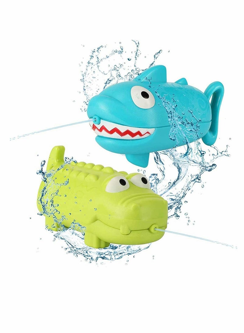 2 Pack Animal Character Water Blaster for Kids (Shape of Shark & Crocodile) Bathroom toys, Summer Swimming Pool Beach Sand Outdoor Toys