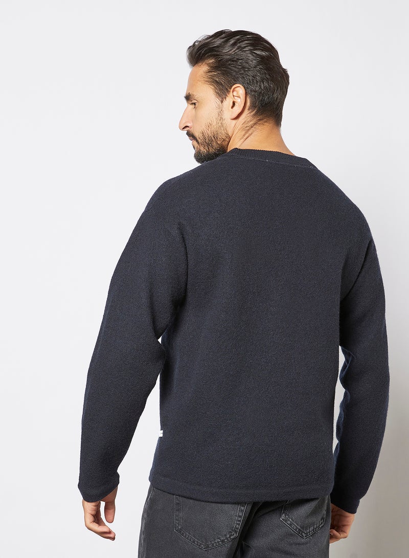 Crew Neck Knit Sweater Black