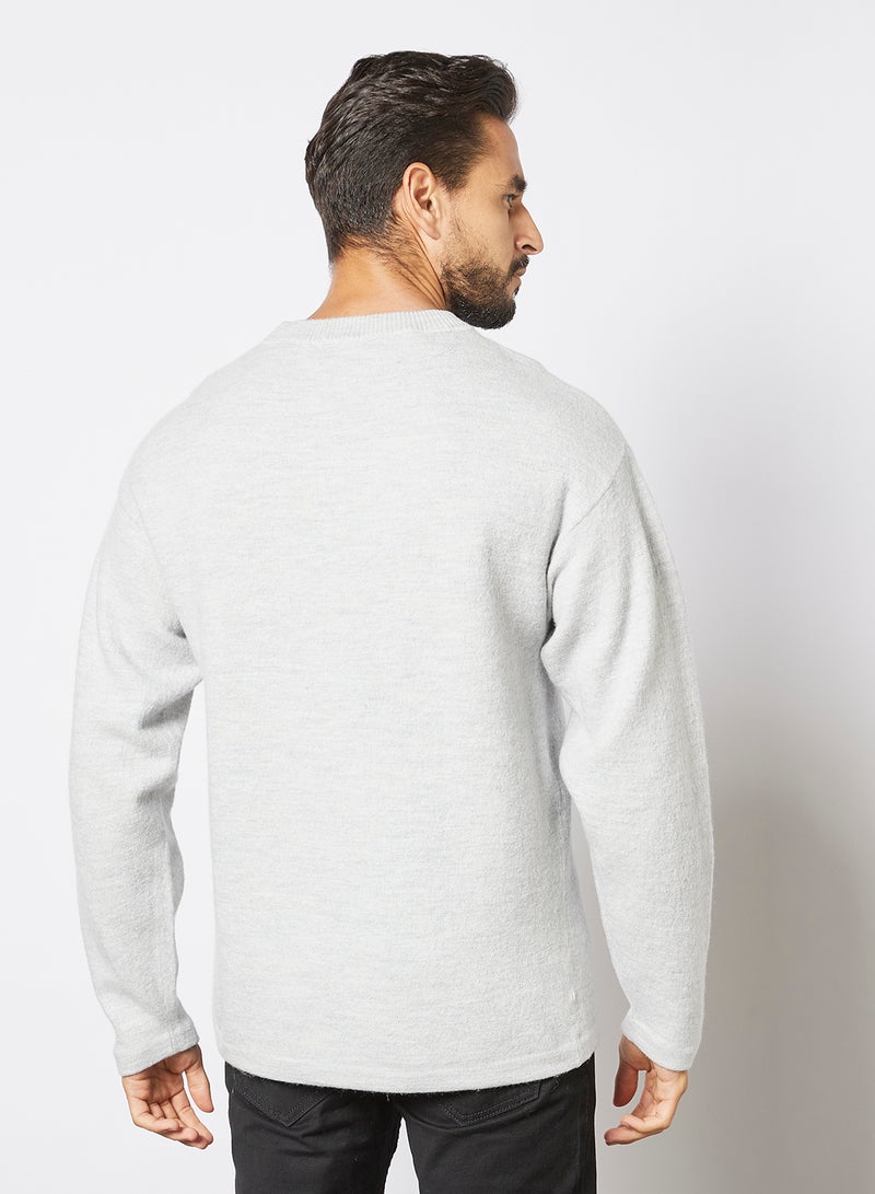 Crew Neck Knit Sweater Grey