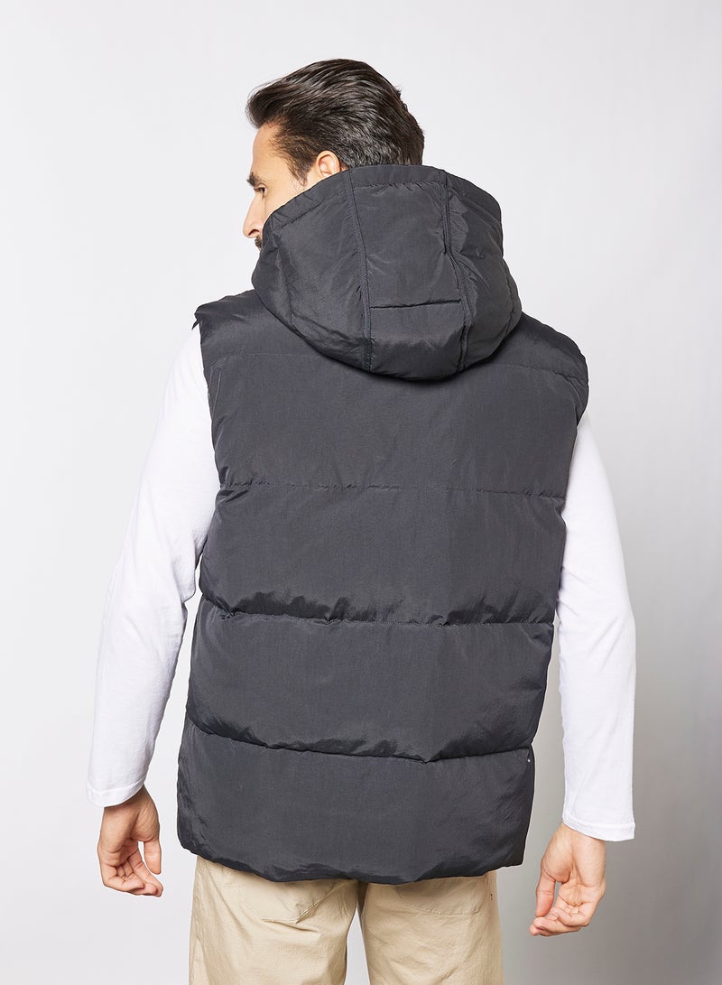 Puffer Hoodie Gilet Dark Grey