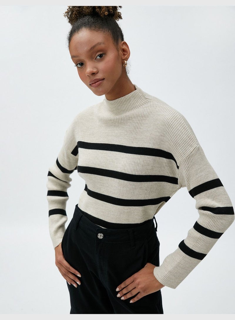 Long Sleeve Ribbed High Neck Sweater