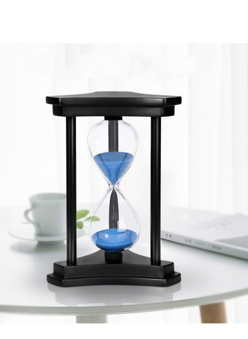 Sandglass 30-minute Timer Hourglass for Ornament Sand Clock Crafts Decoration Xmas New Year Birthday Tea Coffee Table Book Shelf School Game Wooden Frame Blue