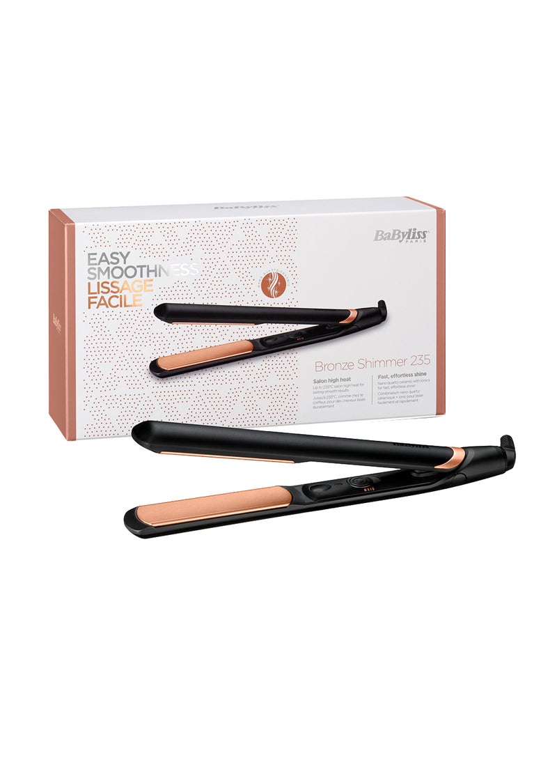 Hair Straightener 28Mm Wide Plates For Efficient Styling Advanced Ceramic And Nano Quartz Technology Wih Fast Heat-Up Time Lightweight And Ergonomic Design - ST598SDE, Black Bronze