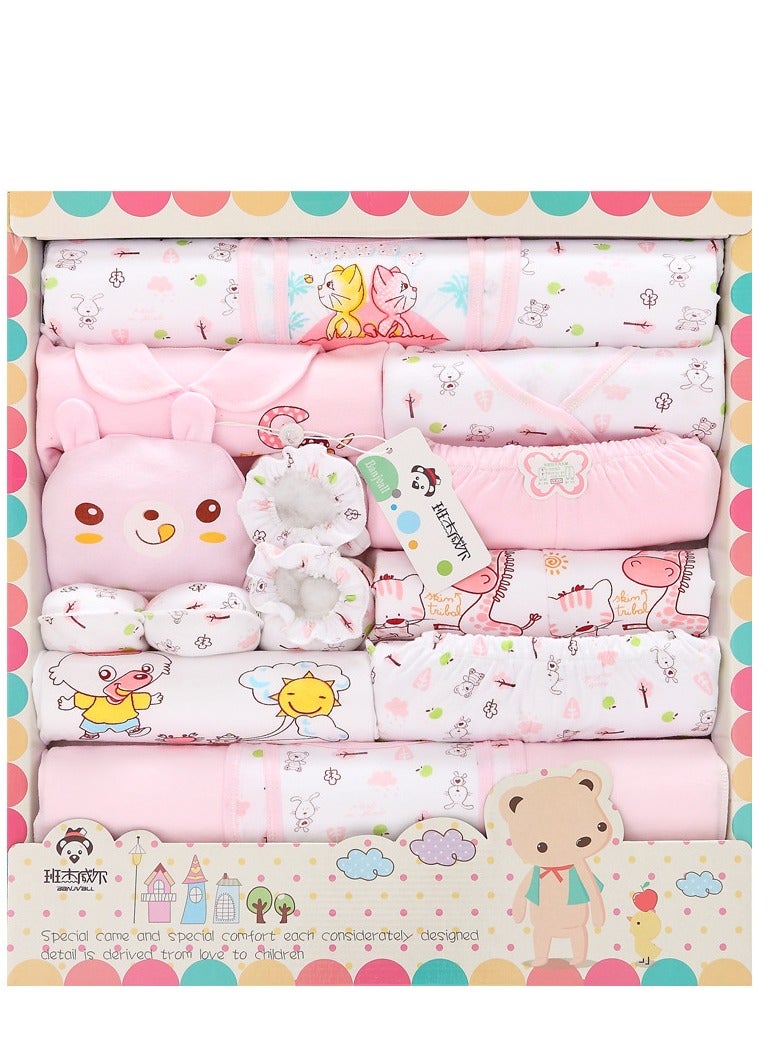 18PCS Newborn Baby Gifts Set, Newborns Layette Gift for Girl Boys, Infant Essential Clothes Accessories, Premium Cotton Babies' Pant and Top Sets, with Beautifully Packaged Boxes and Prints