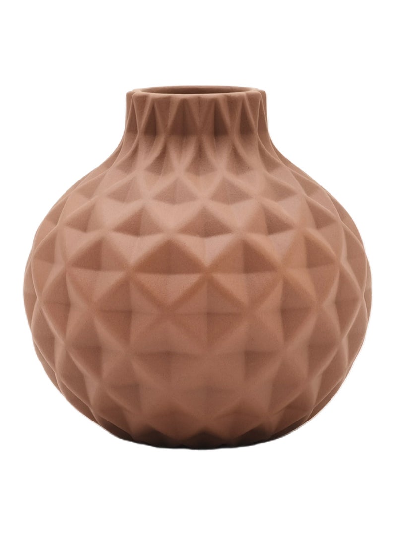 Textured Geometric Pattern Ceramic Vase Unique Luxury Quality Material For The Perfect Stylish Home N13-030 Brown