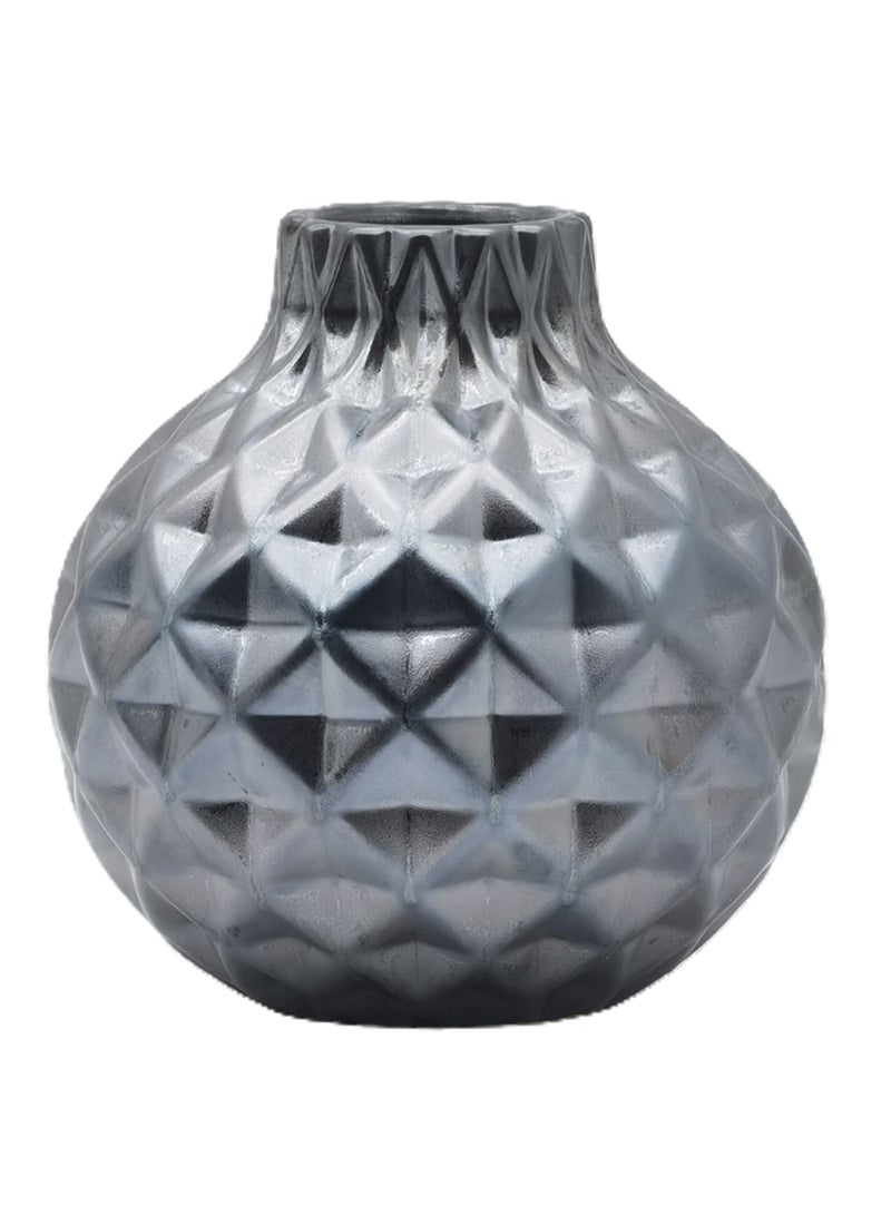 Textured Geometric Pattern Ceramic Vase Unique Luxury Quality Material For The Perfect Stylish Home N13-028 Grey