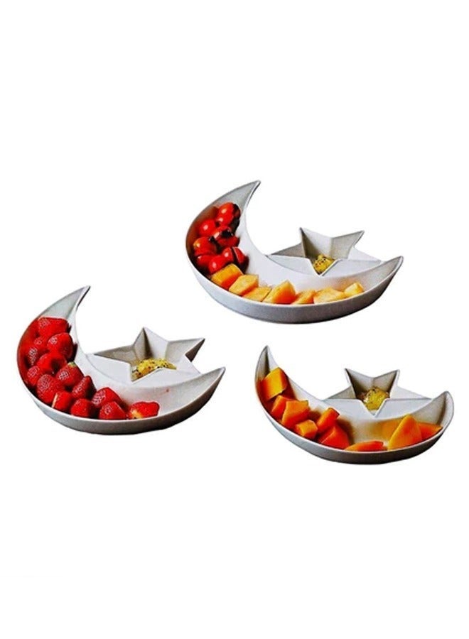 Moon Star Shape Ceramic Fruits and Nuts Candy Serving Platter Set of 3