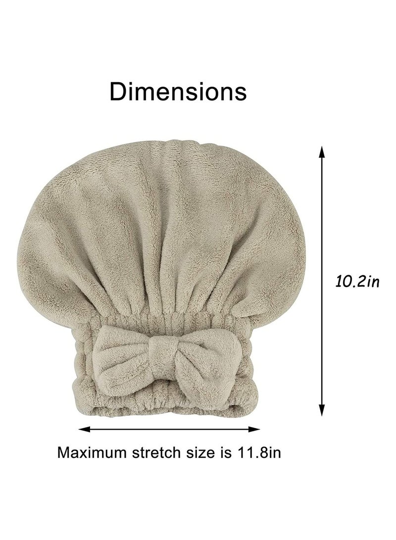 Hair Towel Wrap Microfiber Absorbent with Bow-Knot Shower Cap for Quick Dry Fast Drying Caps Women Soft Turban Wet Long, Curly, Thick 2 Pack