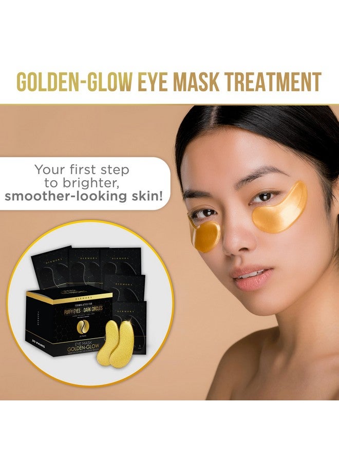 Golden Glow Under Eye Patches (20 Pairs Eye Gels) Rejuvenating Treatment For Dark Circles Puffy Eyes Refreshing Revitalizing Travel Wrinkles