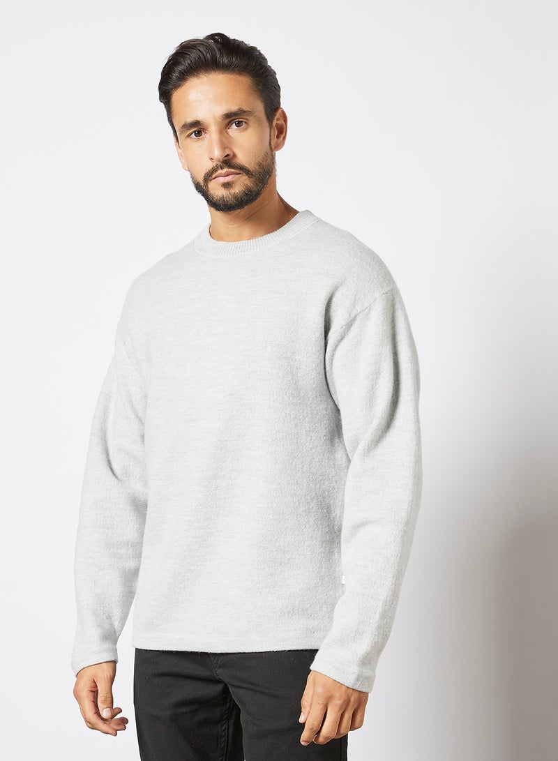 Crew Neck Knit Sweater Grey