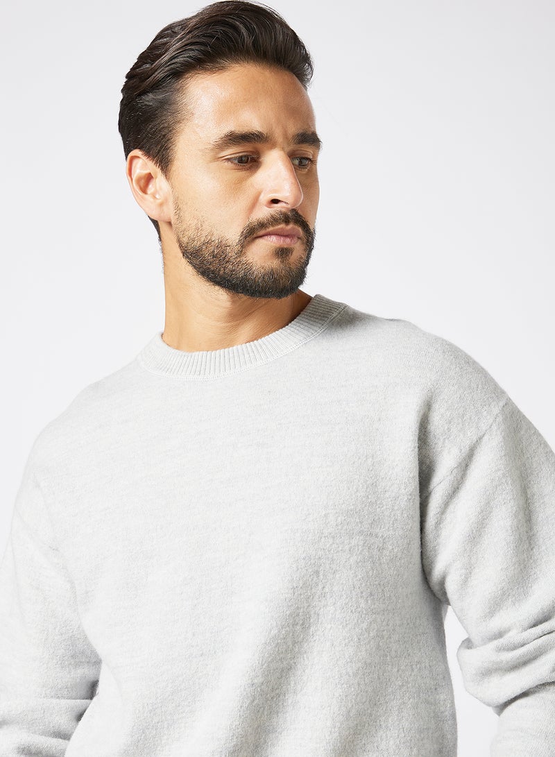 Crew Neck Knit Sweater Grey