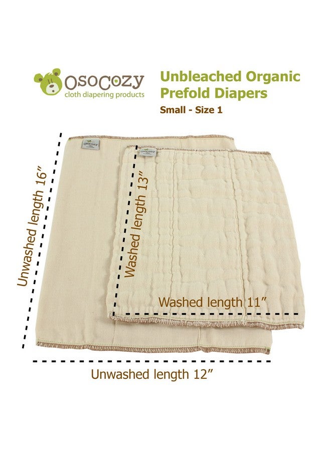 Organic Cotton Prefold Cloth Diapers Traditional Fit Small 4X8X4 Layering (6Pk) Supersoft Thick Absorbent Durable And Ecologically Friendlier. Unbleached Natural Color Fits 715 Lbs.