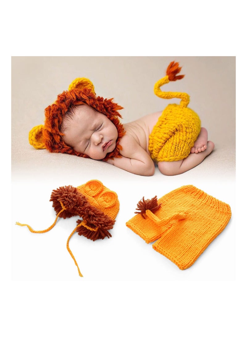 Newborn Baby Photography Outfits Props Clothes Hand made Photoshoot Lion Crochet Costume Set for Boys Girls Toddler Infant