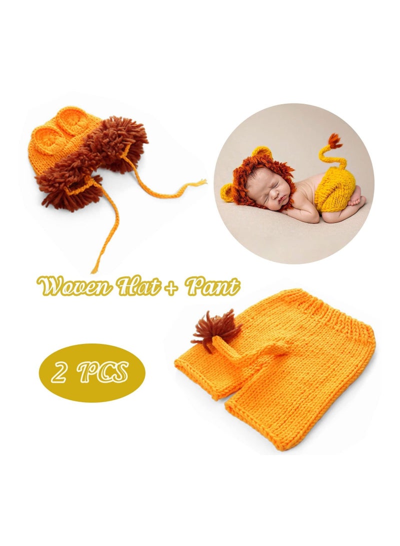 Newborn Baby Photography Outfits Props Clothes Hand made Photoshoot Lion Crochet Costume Set for Boys Girls Toddler Infant