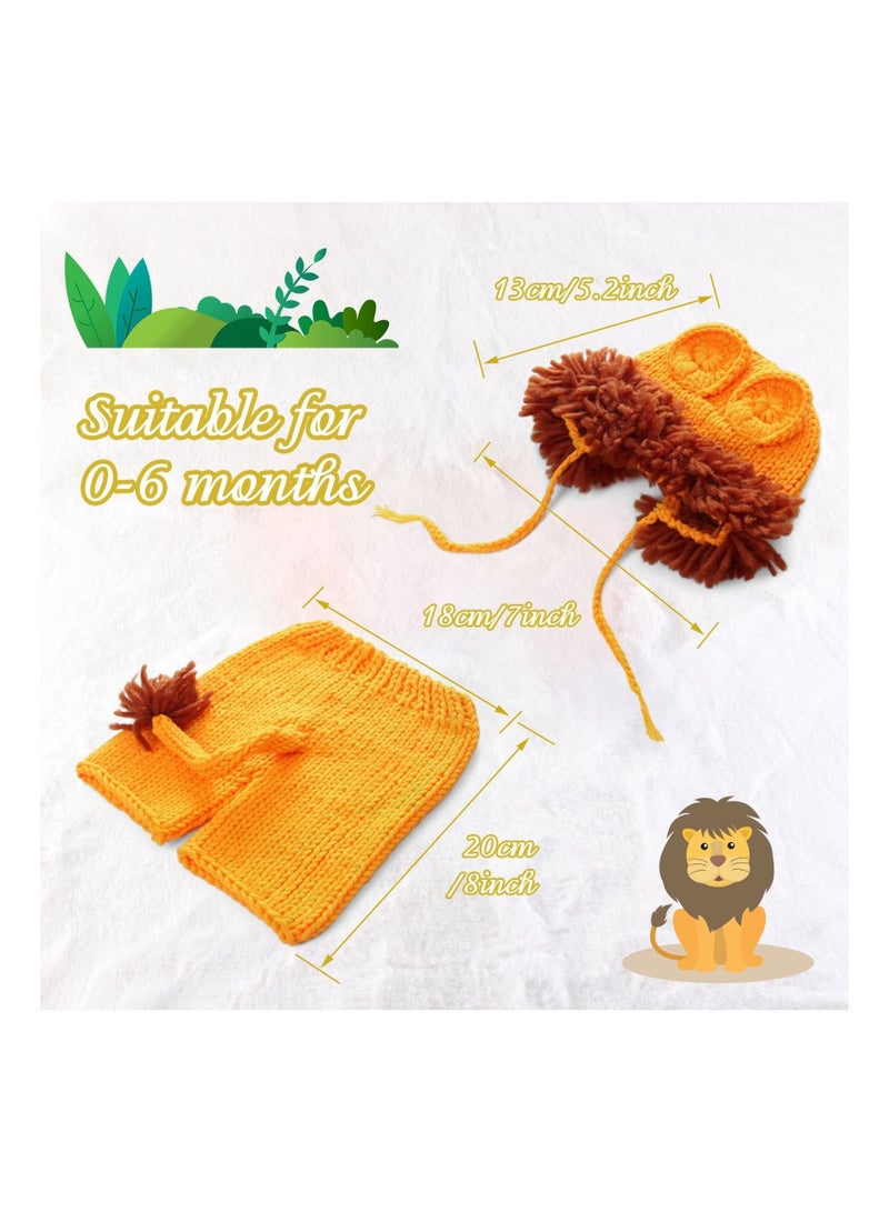 Newborn Baby Photography Outfits Props Clothes Hand made Photoshoot Lion Crochet Costume Set for Boys Girls Toddler Infant