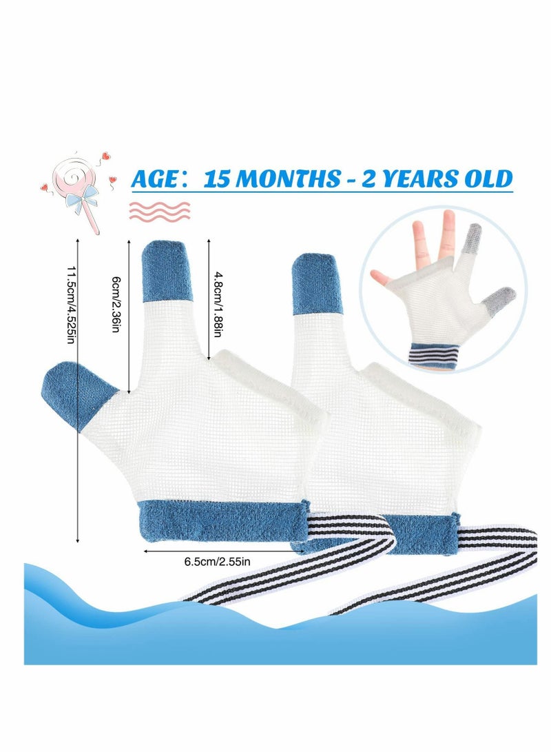 Baby Stop Thumb Sucking Finger Guard, Breathable Protection Kid, Soft Mesh Fabric Glove No Scratch Protector with Wrist Band for Kids Toddlers (2 pcs)