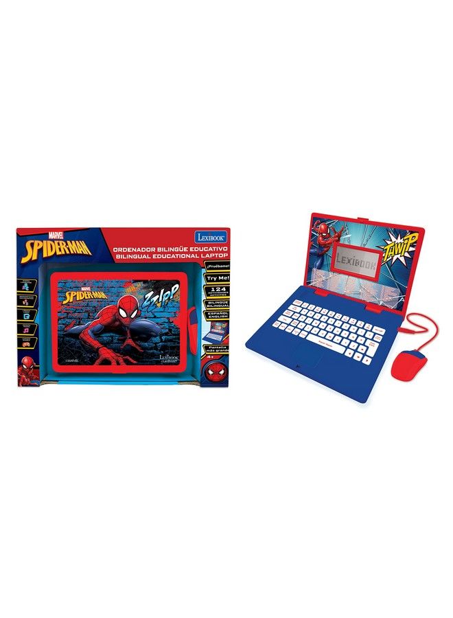 SpiderMan  Educational And Bilingual Laptop SpanishEnglish  Toy For Child Kid Boys  Girls 124 Activities Learn Play Games And Music With Spiderman  RedBlue Jc598Spi2