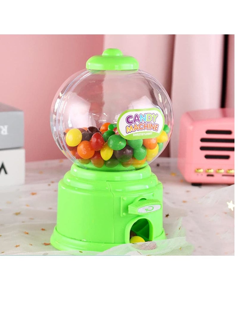 Candy Vending Machine, Portable Children Machine Plastic Mini Gumballs Dispenser Kids Kindergarten Gift, Vintage Style Sweet Bubblegum Fun Toy for 3 age (Green)