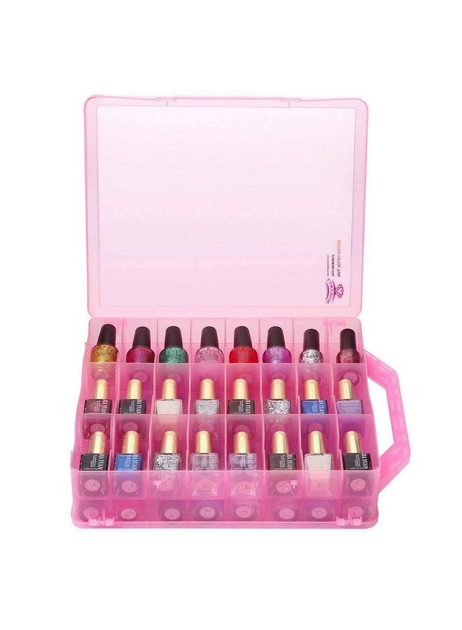 Nail Polish Organizer Pink Universal Nail Polish Holder For 48 Bottles Portable Acrylic Organizer Case With 8 Adjustable Dividers Space Saver For Nail Bottles Display