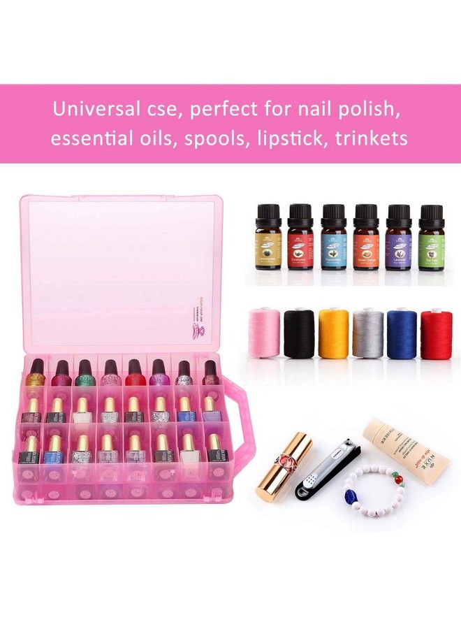 Nail Polish Organizer Pink Universal Nail Polish Holder For 48 Bottles Portable Acrylic Organizer Case With 8 Adjustable Dividers Space Saver For Nail Bottles Display