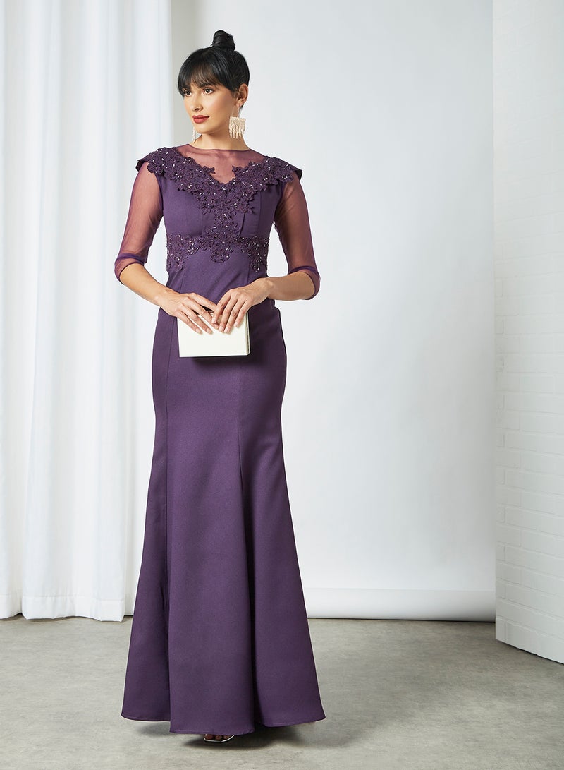 Lace Detail Dress Purple