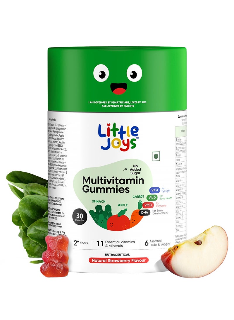 Multivitamin Gummies- Strawberry 2 + Years  30 Day Pack Vit C, D, A And Dha No Preservatives Gluten Free