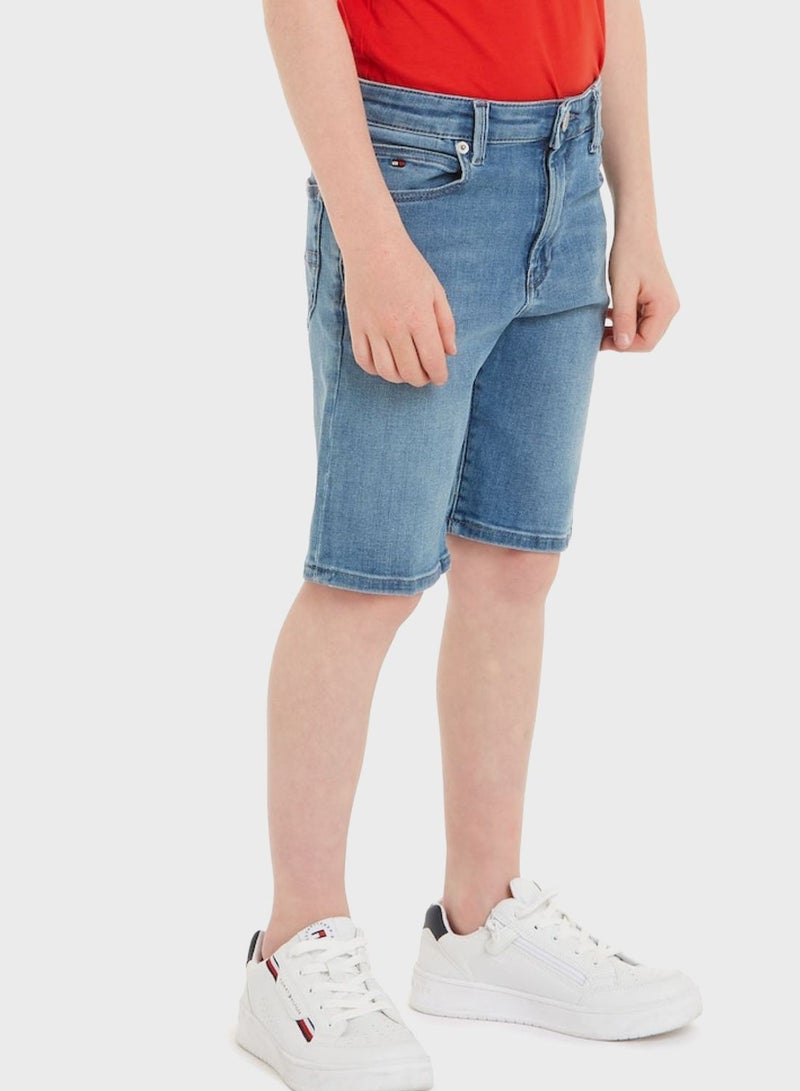 Kids Denim Straight Shorts