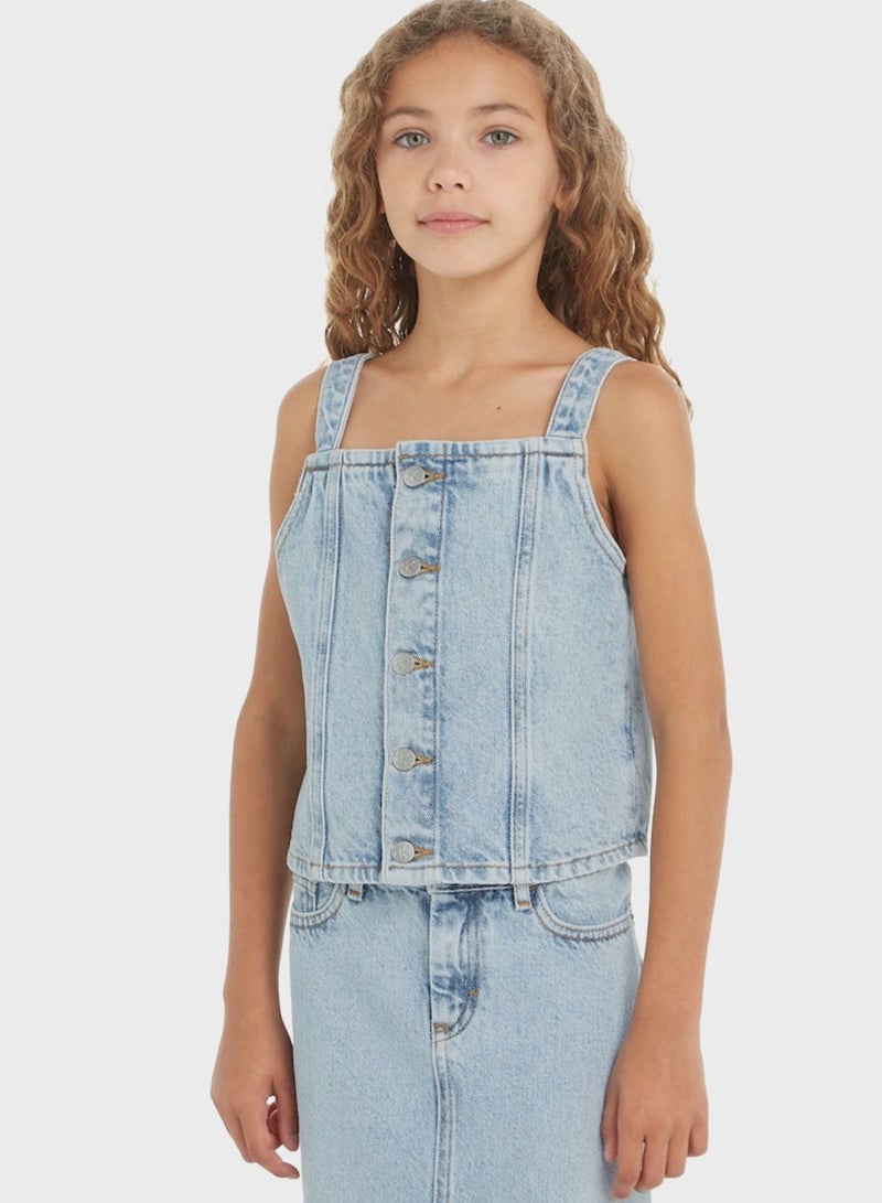 Youth Strappy Denim Top