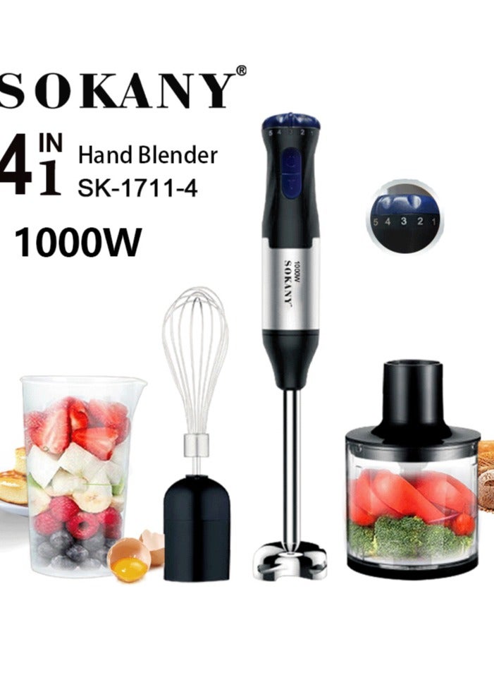 4 in 1 Hand Blender and Mixer,Chopper,Electric Handheld Blender,1000.0W SK-1711-4