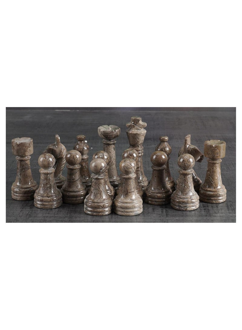RADIALn Large Marble Board Game Set, Handmade Full Oceanic and White Chess Figures Set - Suitable for 16 - 20 Inch Chess Set of 32 Figures