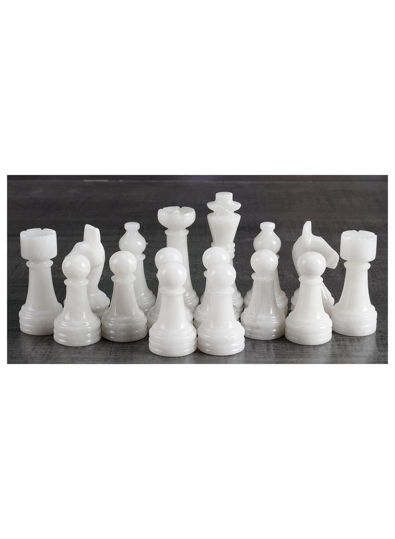 RADIALn Large Marble Board Game Set, Handmade Full Oceanic and White Chess Figures Set - Suitable for 16 - 20 Inch Chess Set of 32 Figures
