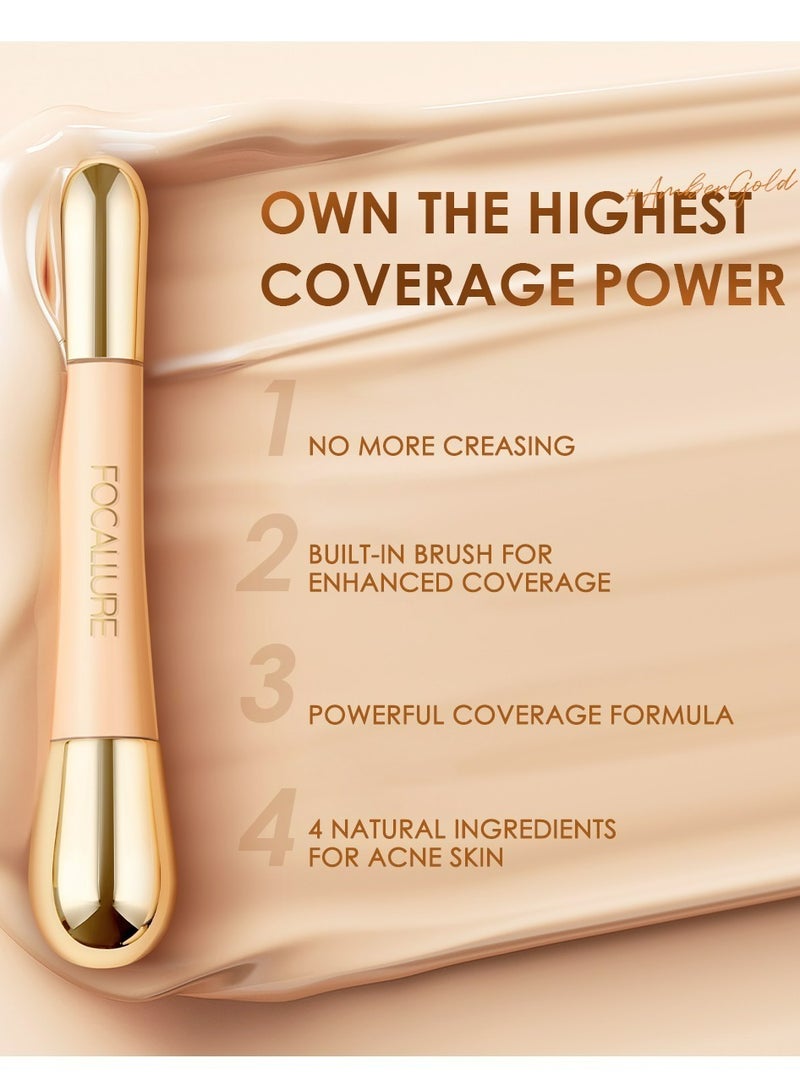 Perfect Base Lasting Poreless Liquid Foundation, Covers Blemishes & Under-Eye Circles for All Skin Types-04 Honey Plus Concealer with High Cover Brush Soft Matte Complete Concealer -#4