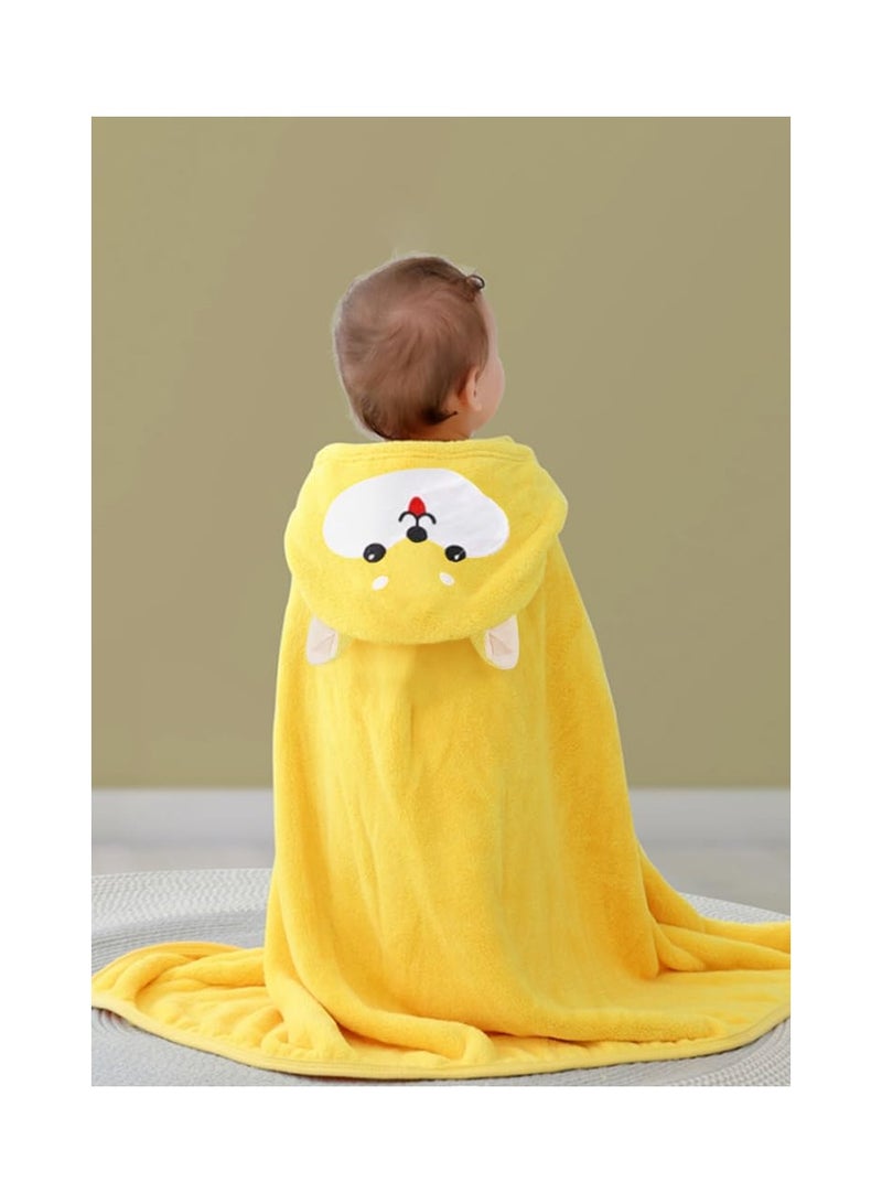 Baby Bath Towel with Hood, 70*140cm Ultra Soft Highly Absorbent Bathrobe Blanket Toddlers Bathrobe, Washcloth Set with Cute Animal Design for Baby Girls Boys 0-3 Years