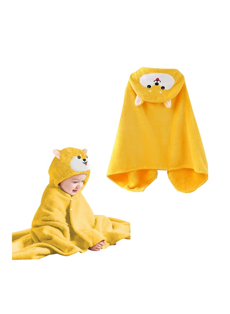 Baby Bath Towel with Hood, 70*140cm Ultra Soft Highly Absorbent Bathrobe Blanket Toddlers Bathrobe, Washcloth Set with Cute Animal Design for Baby Girls Boys 0-3 Years