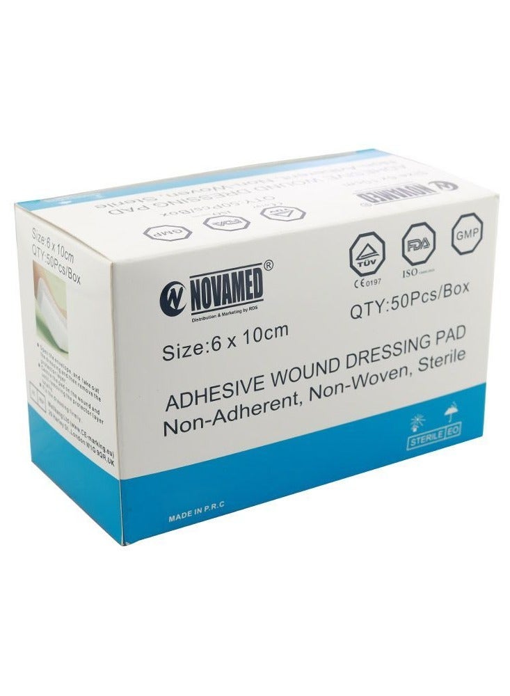 Novamed Adhesive Wound Dressing Pad 6 x 10 cm 50's