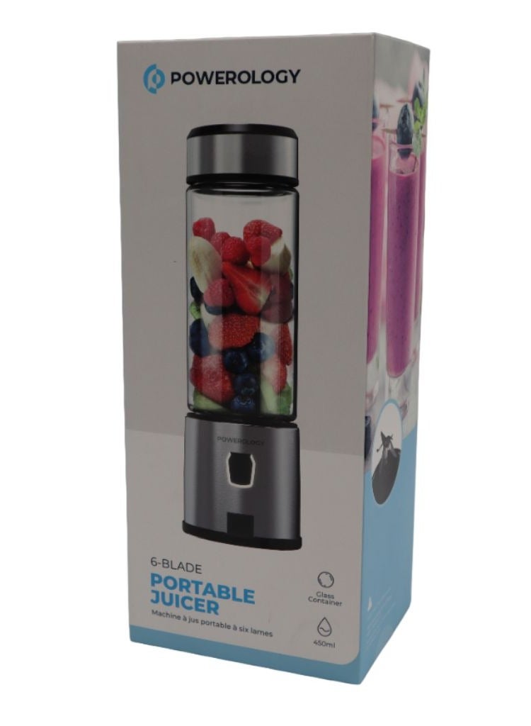 Powerology P6BPJBK Portable 6 Blade Juicer 450ML