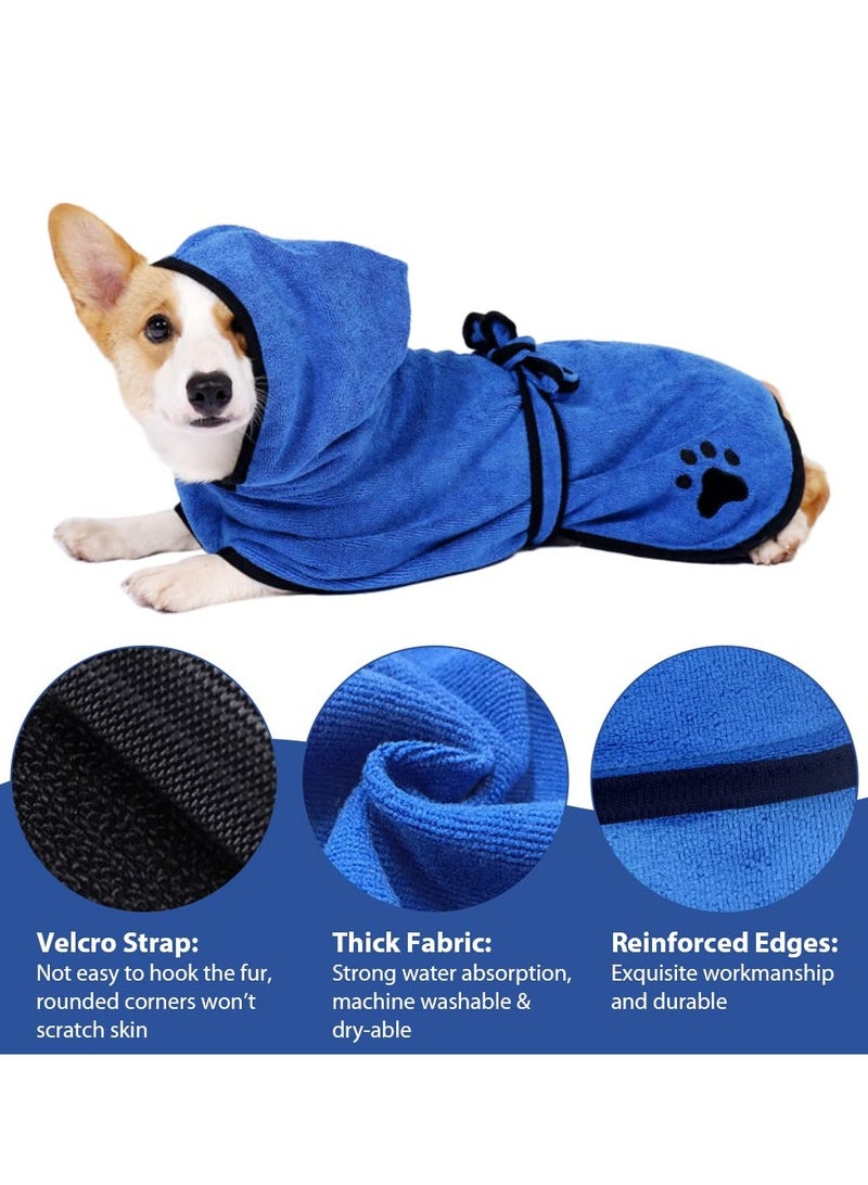 Dog Robe for After Bath, Dog Towel for Pet Shower & Bath, Hooded Robe for Cats and Dogs of All Breeds, Absorbent Towel, Etra Small(Blue)