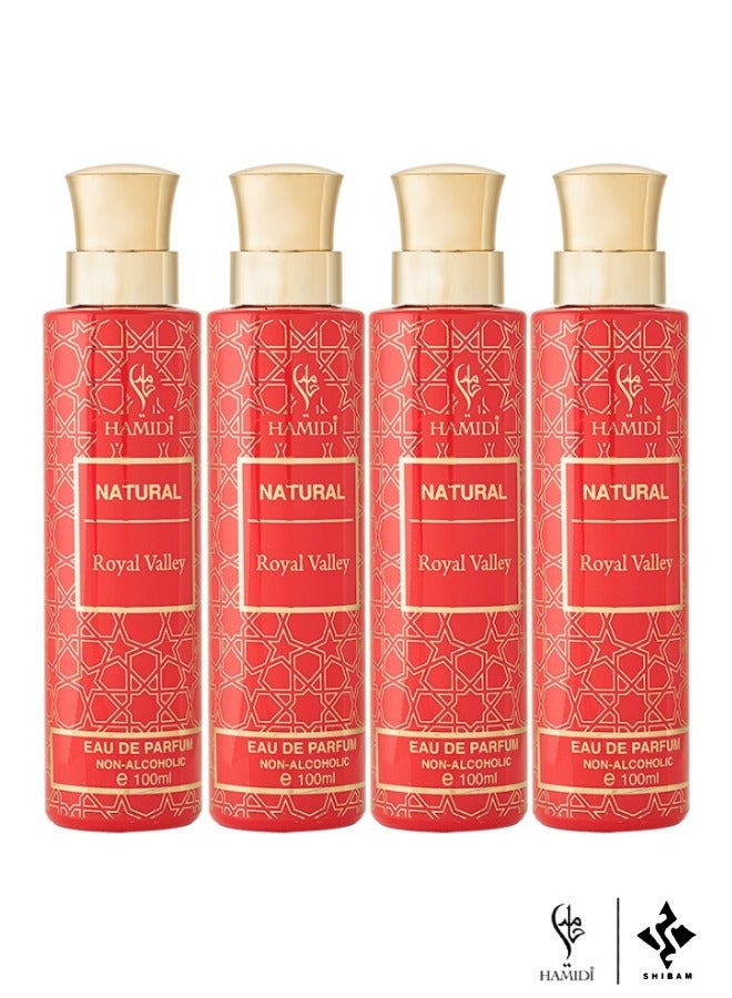 Ultimate Bundle Offer - Non Alcoholic Natural Royal Valley Water Perfume 100ml Unisex – Perfumes Gift Set – (Pack of 4)