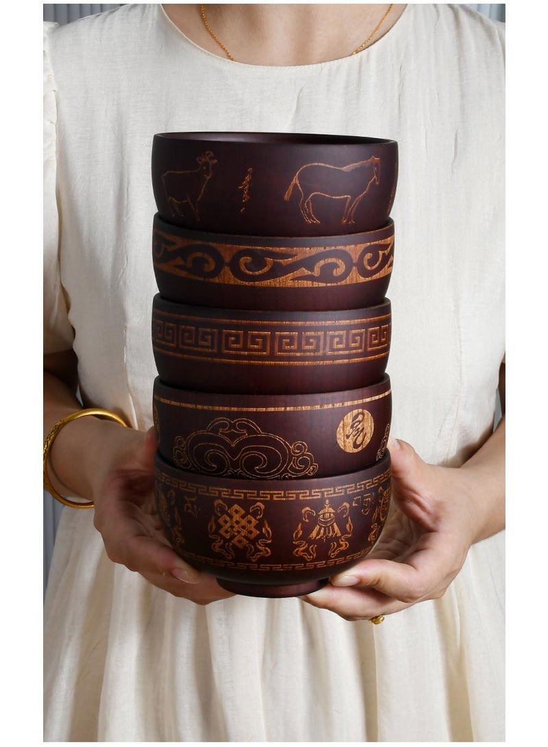 5-Piece Wooden Bowl Wooden Milk Tea Bowl