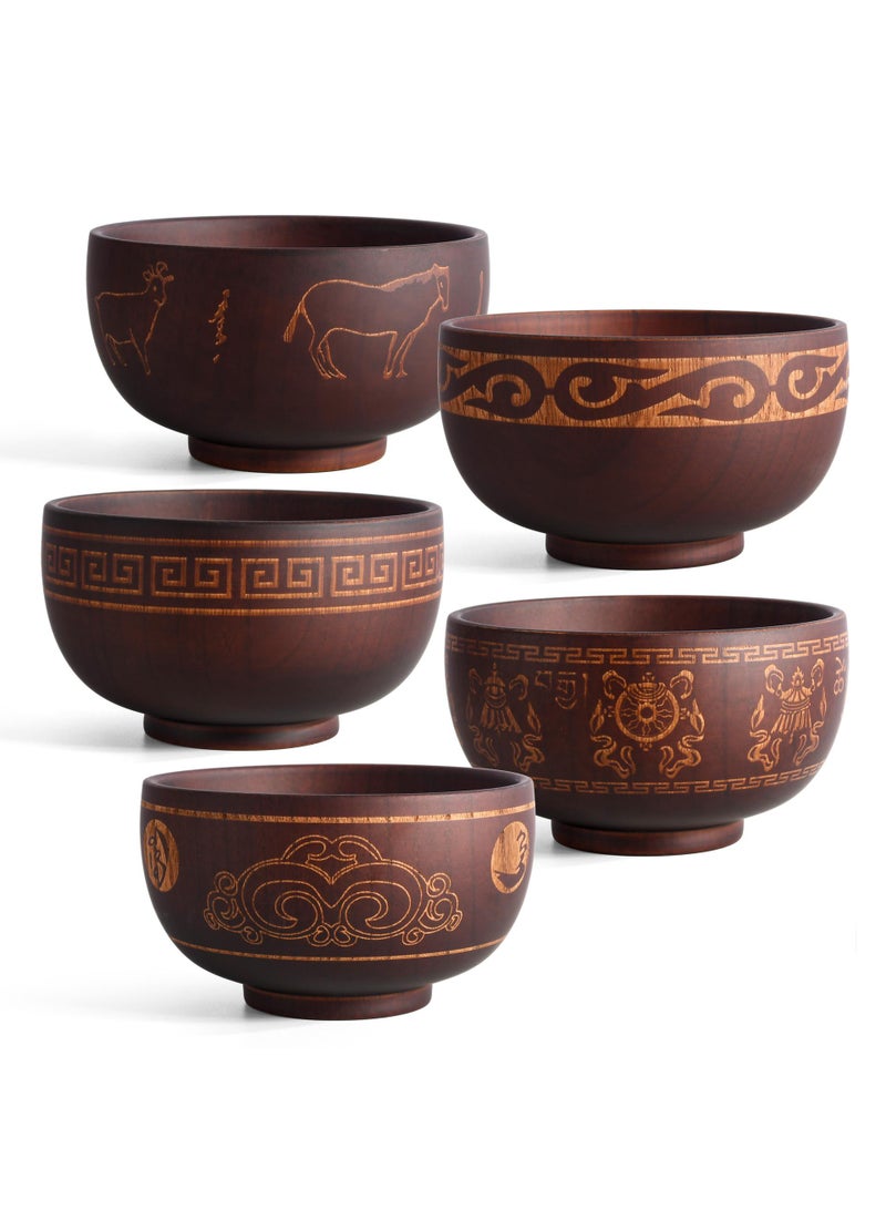 5-Piece Wooden Bowl Wooden Milk Tea Bowl