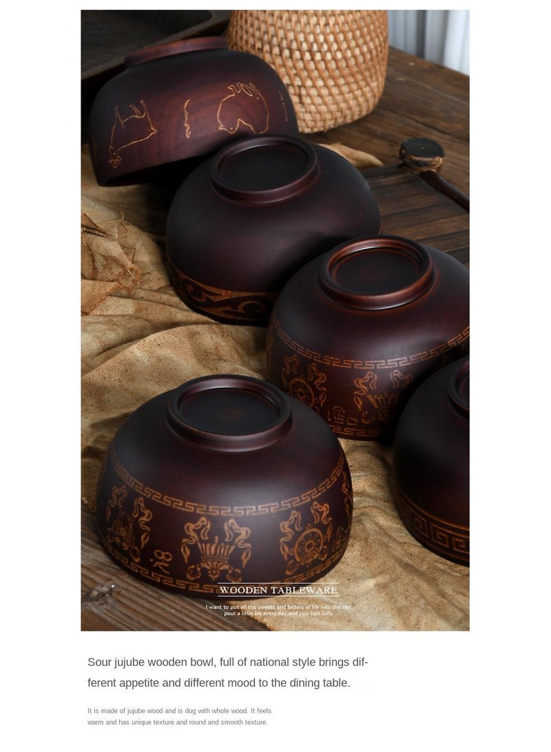 5-Piece Wooden Bowl Wooden Milk Tea Bowl